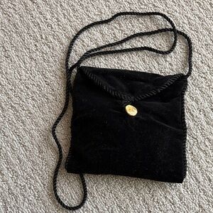 Donna Karan Black Velvet Wristlet with Gold Accent
